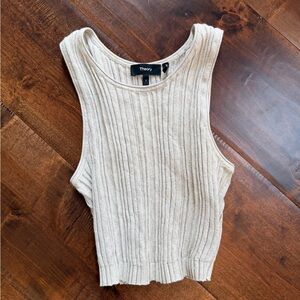 Theory Cotton/Cashmere Ribbed Knit Crop Tank